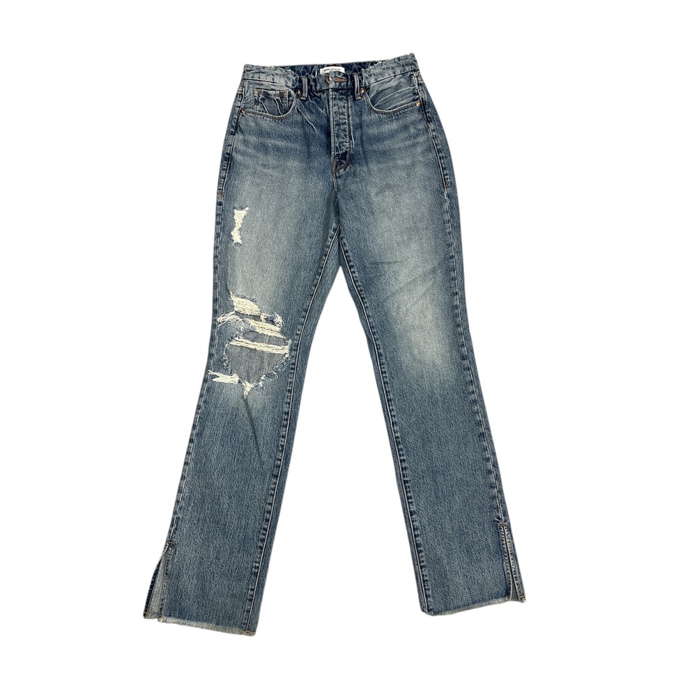 Good American Good Boy Distressed
Split Hem Jeans Medum‎ Wash Size 4